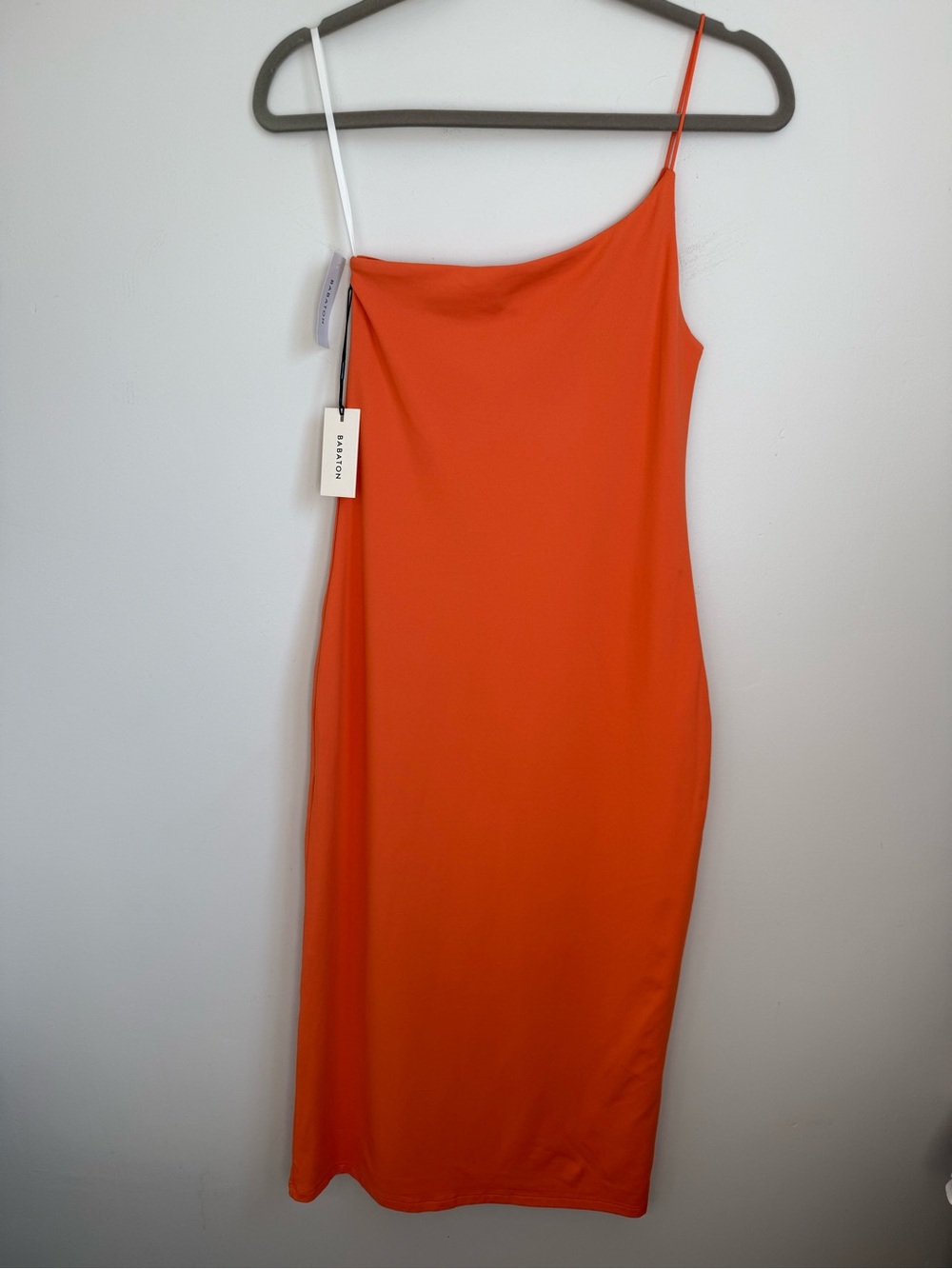 Aritzia Babaton Asymmetrical Orange contour Dress medium